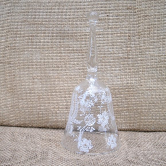 Vintage Viking Glass White Floral Design Bell - Picture 5 of 16